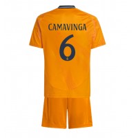 Fotbalové Dres Real Madrid Eduardo Camavinga #6 Dětské Venkovní 2024-25 Krátký Rukáv (+ trenýrky)